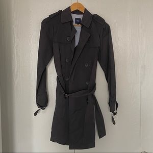 dark grey double breasted trench coat size small